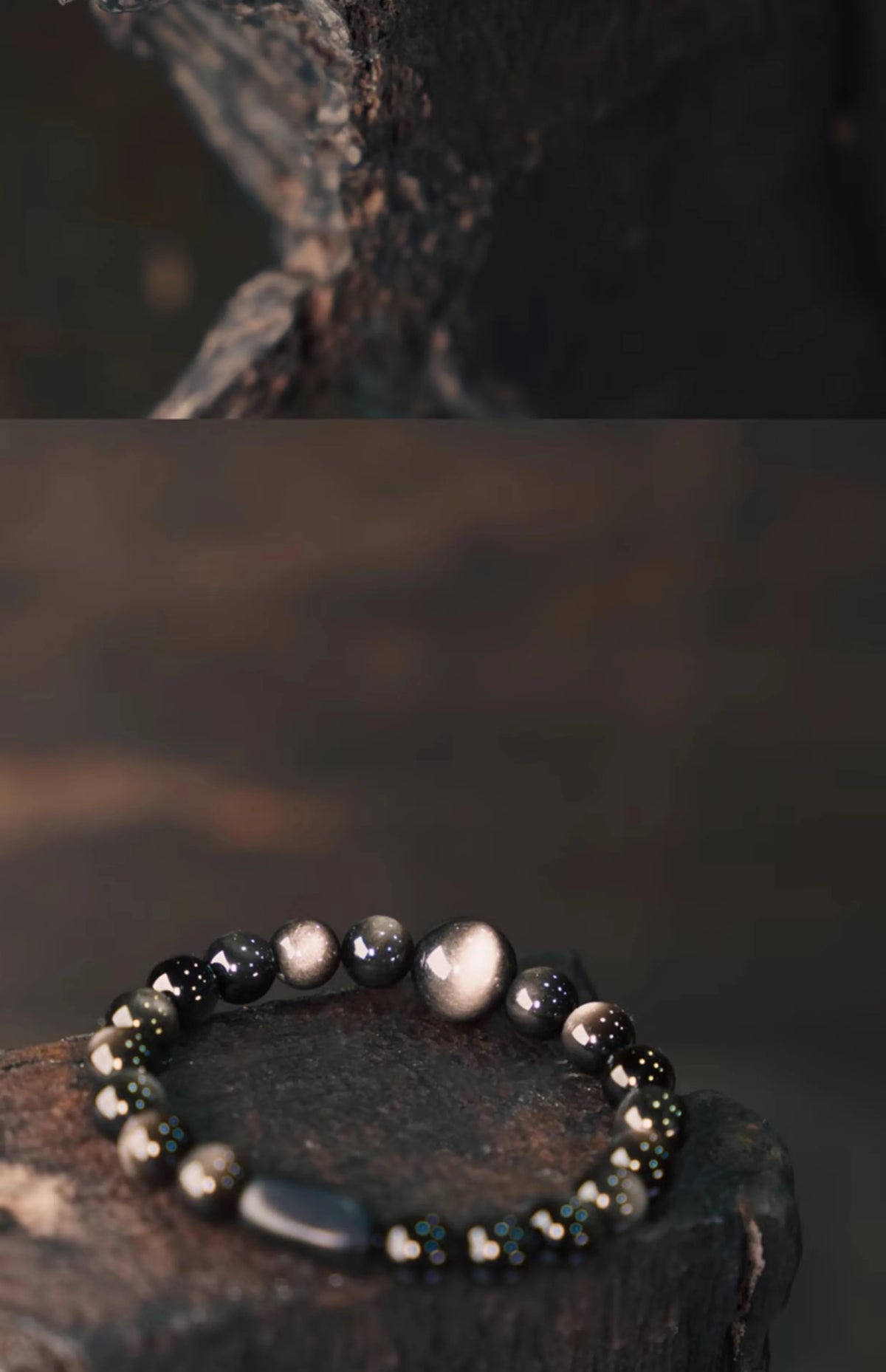 Bracelet Homme Obsidienne et Bois d'Ébène 8 mm – Protection et Méditation