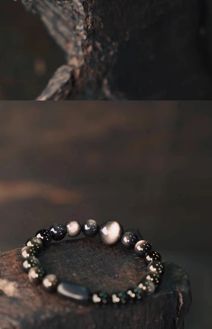 Bracelet Homme Obsidienne et Bois d'Ébène 8 mm – Protection et Méditation