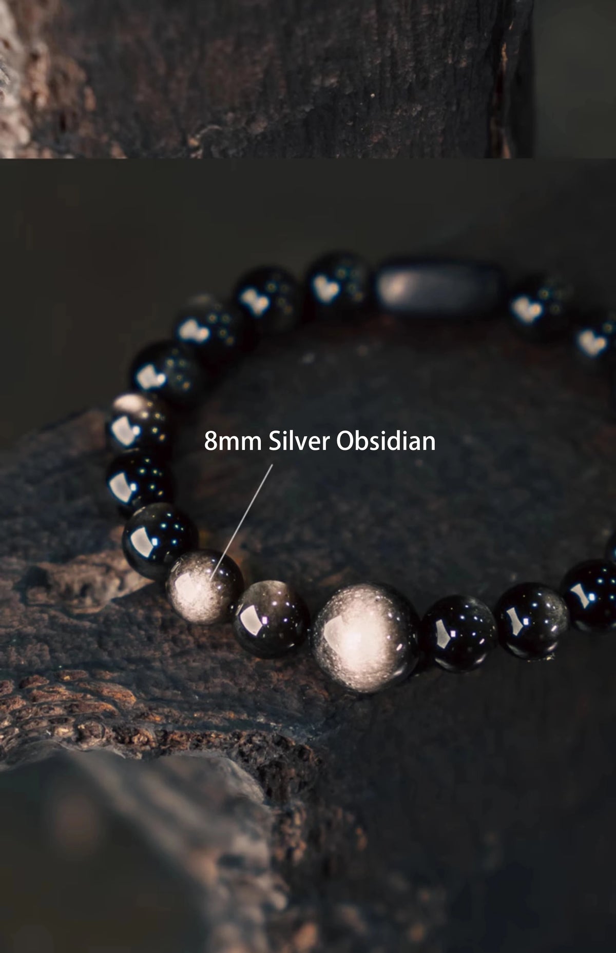 Bracelet Homme Obsidienne et Bois d'Ébène 8 mm – Protection et Méditation