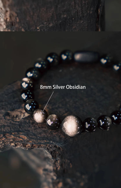 Bracelet Homme Obsidienne et Bois d'Ébène 8 mm – Protection et Méditation
