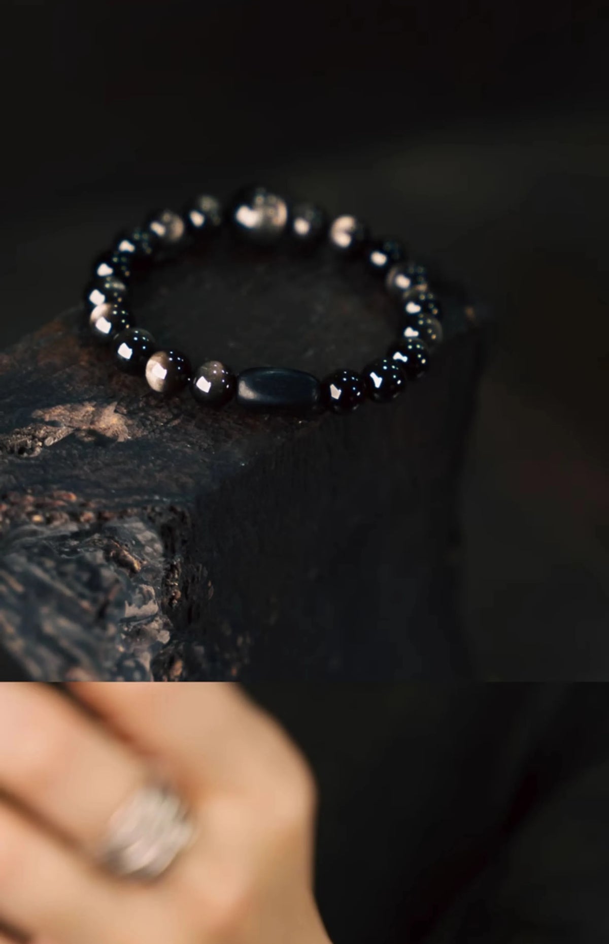Bracelet Homme Obsidienne et Bois d'Ébène 8 mm – Protection et Méditation