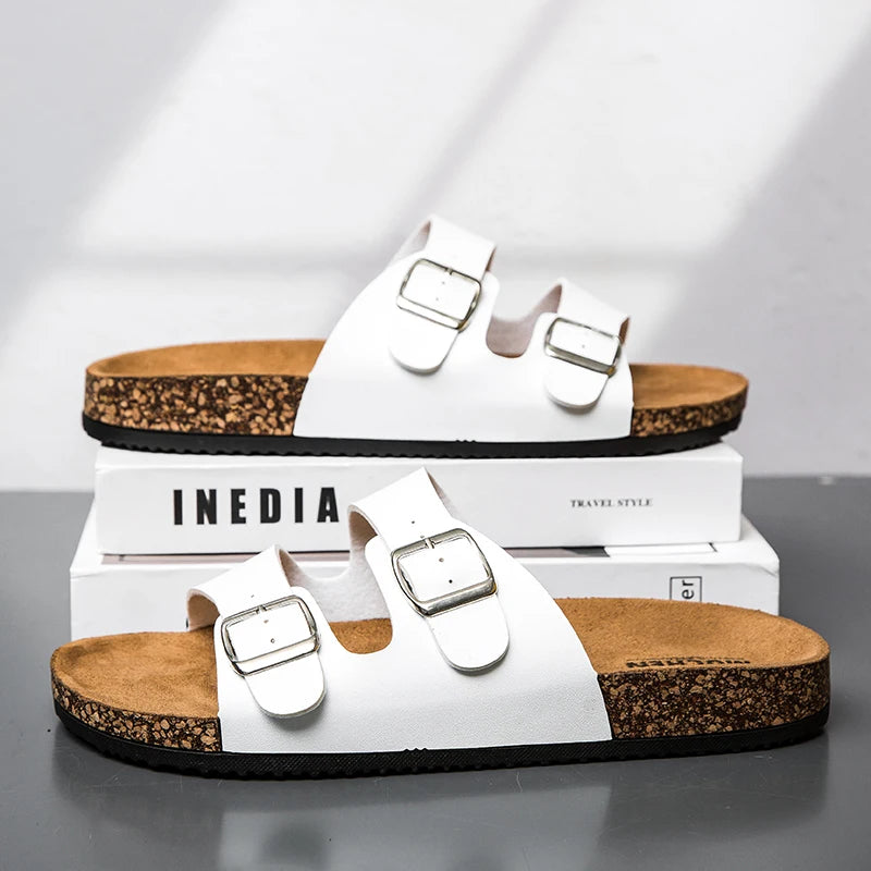 Sandales Mixtes en Cuir & Liège – Collection Sérénité