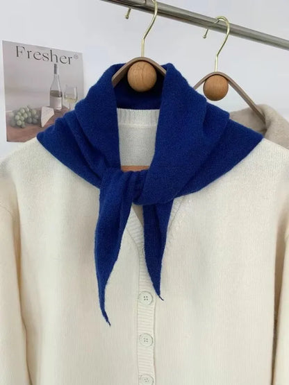 Écharpe Triangulaire en Laine Tricotée - Rayures Colorées