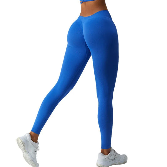 Leggings Yoga Femme Taille Haute Effet V - Pantalon de Sport Raffermissant et Galbant pour les Hanches