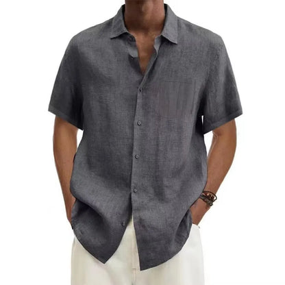 "Daichi" Chemise homme en coton et lin | Manches courtes, coupe droite estivale