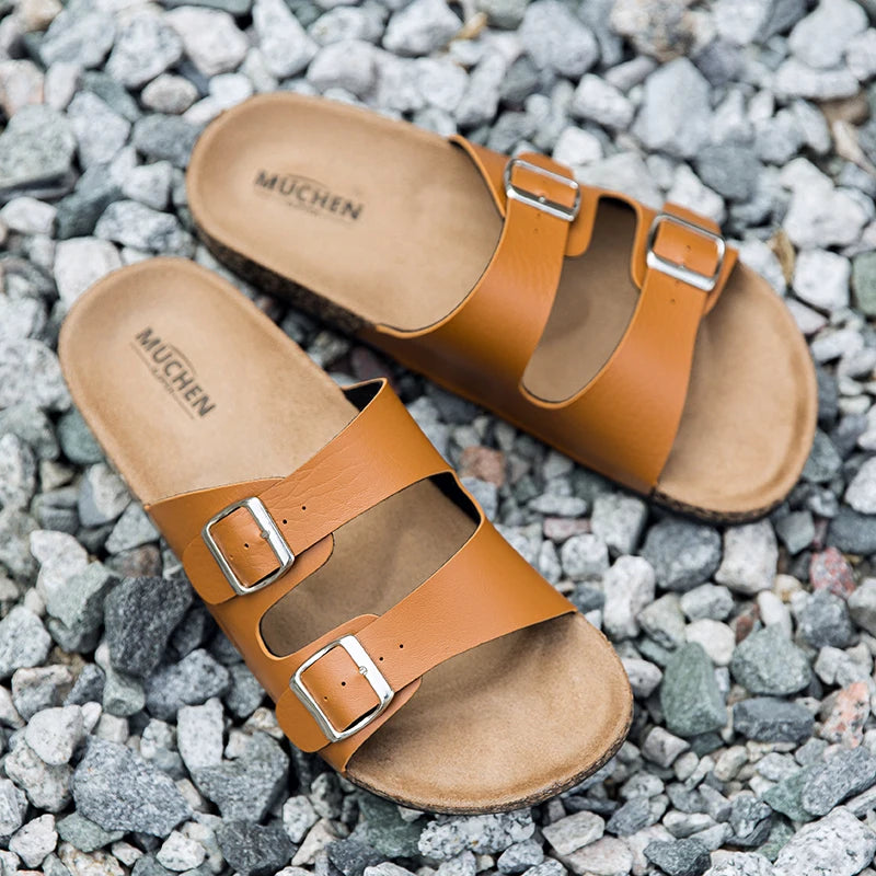 Sandales Mixtes en Cuir & Liège – Collection Sérénité