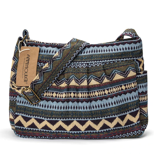 Ethnic Geometric Shoulder Bag - Bohemian Elegance