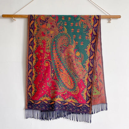 Écharpe Jacquard à Motifs Floraux - Style Bohème & Douceur