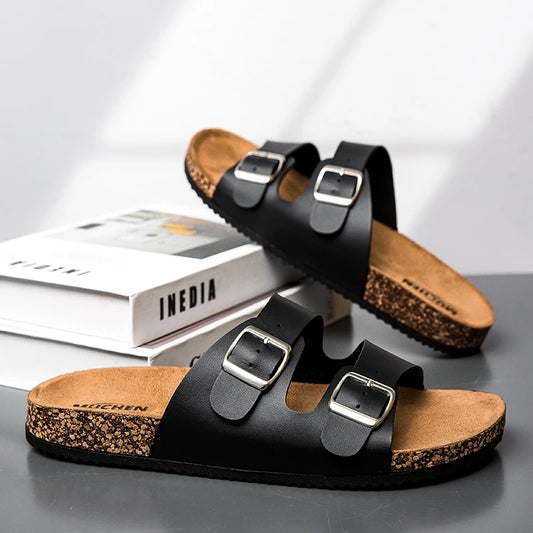 Sandales Mixtes en Cuir & Liège – Collection Sérénité