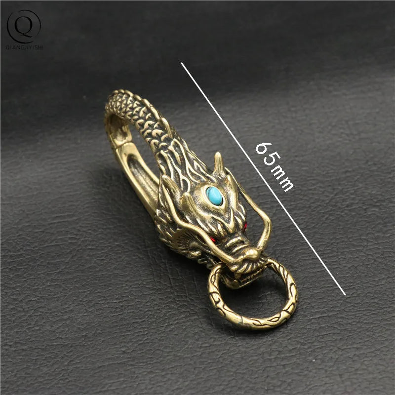 Porte-clés en Cuivre Artisanal Tête de Dragon