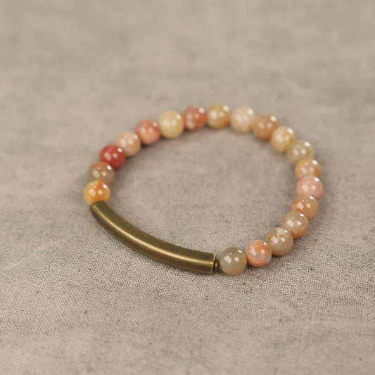 Bracelet Pierre Corail Rose et Laiton Vintage – Bijou Apaisant pour Femme
