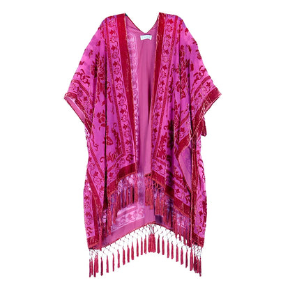 Kimono Long en Tulle Brodé - Élégance Bohème et Légèreté