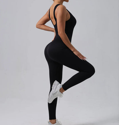 Combinaison de Yoga Femme Sans Coutures - Tenue de Sport Une Pièce Sans Manches pour Fitness et Gym