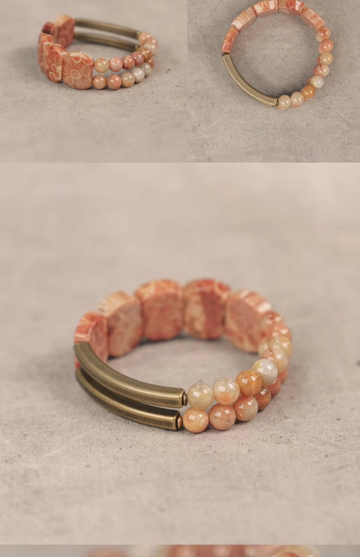 Bracelet Pierre Rouge Naturelle et Perles de Laiton – Bijou Yoga et Sérénité Unisexe