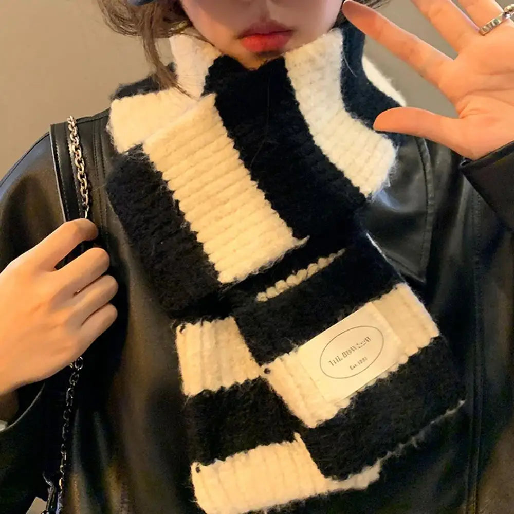 Écharpe en Maille Épaisse à Rayures