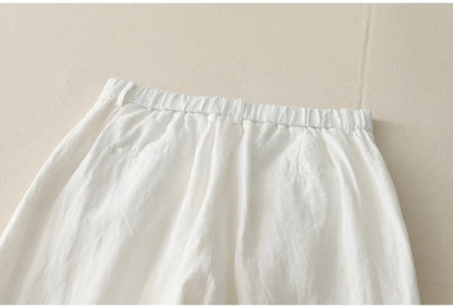 "Shizuka" Pantalon femme en lin et coton | Taille haute droite, style simple et élégant