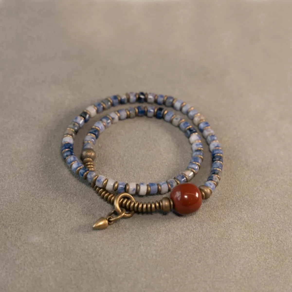 Bracelet Jaspe Paysage ou Jaspe Tacheté Vert ou Bleu – Perles Ethniques Unisexe
