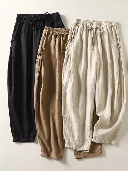"Tsubaki" Pantalon femme en coton style sarouel | Taille élastiquée, coupe ample vintage
