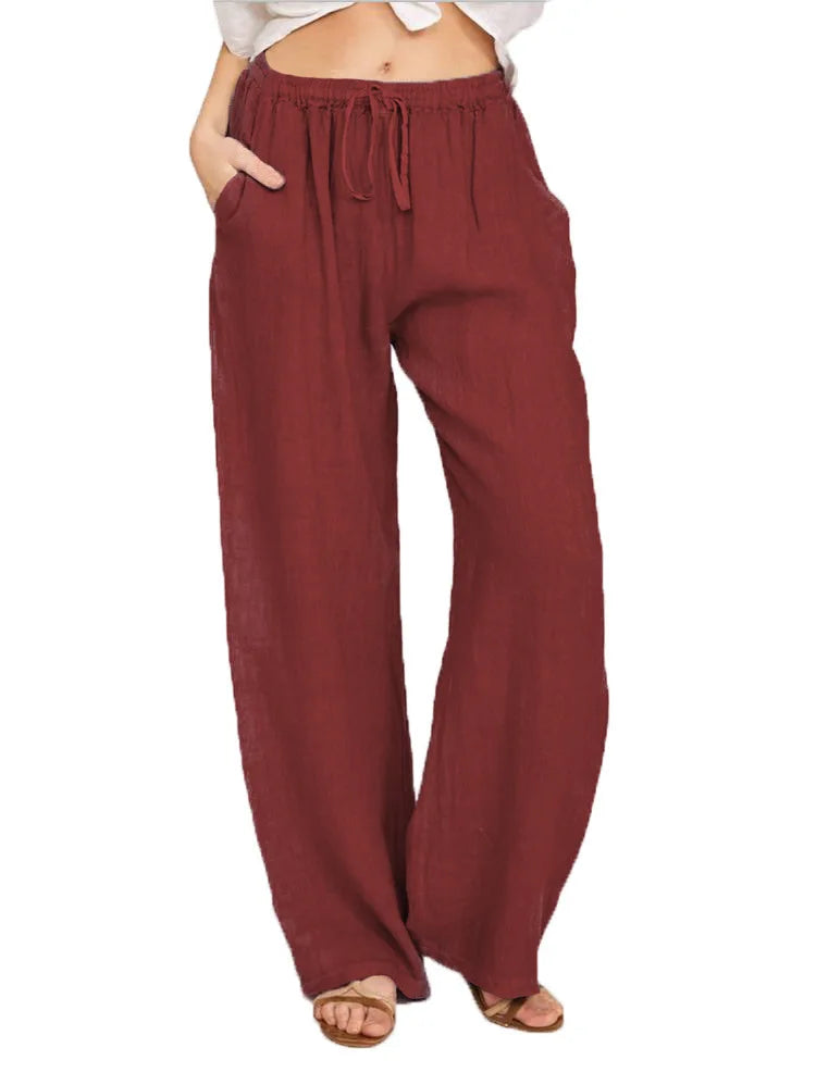 Pantalon Large Femme Coton et Lin – Coupe Fluide