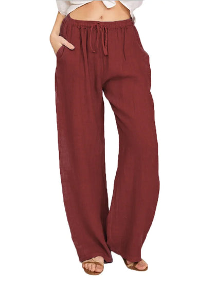 Pantalon Large Femme Coton et Lin – Coupe Fluide