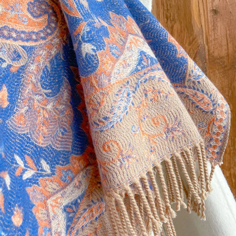 Écharpe Jacquard à Motifs Floraux - Style Bohème & Douceur