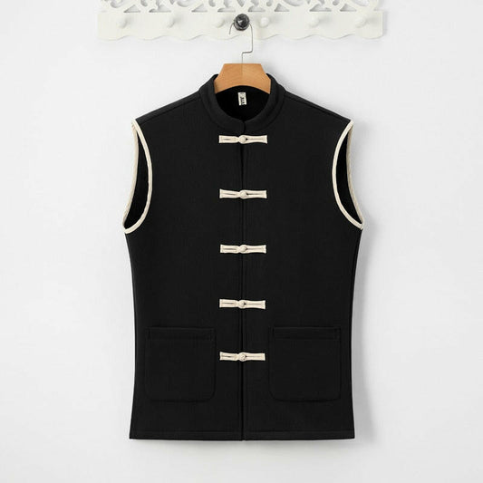 "Mǎjiǎ" Traditional Tang Embroidered Linen and Cotton Vest 