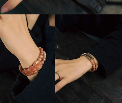 Bracelet Pierre Rouge Naturelle et Perles de Laiton – Bijou Yoga et Sérénité Unisexe