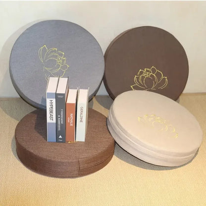 Coussin Méditation Lin Lotus Doré | Confort & Ancrage Zen