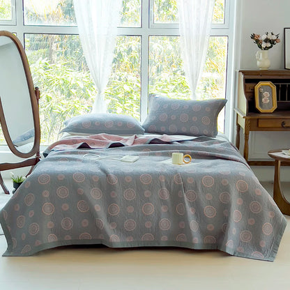 Couvre-Lit en Coton Jacquard Gris Floral – Élégance et Confort pour Votre Chambre