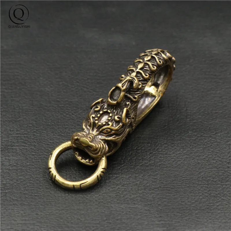 Porte-clés en Cuivre Artisanal Tête de Dragon