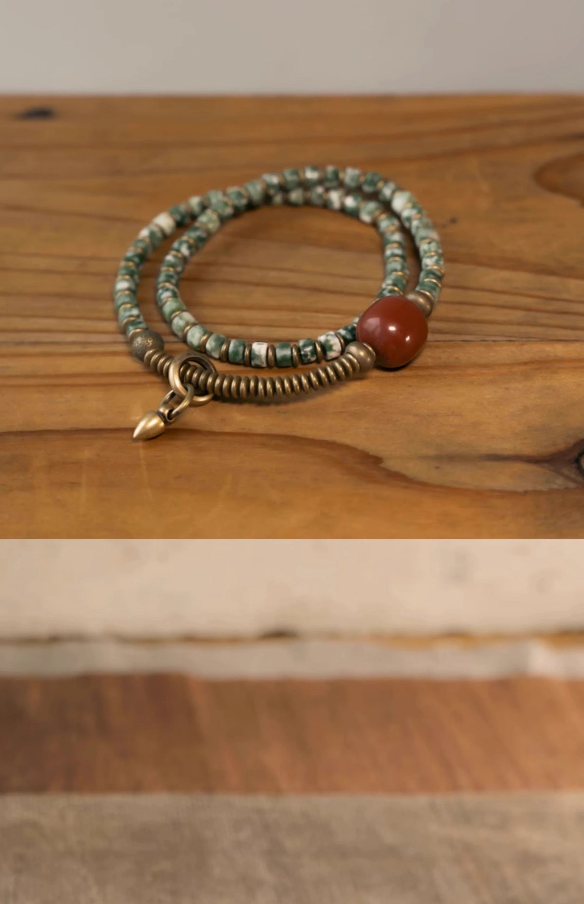 Bracelet Jaspe Paysage ou Jaspe Tacheté Vert ou Bleu – Perles Ethniques Unisexe