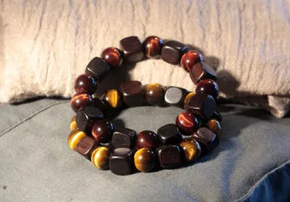 Bracelet Oeil de Tigre 10 mm et Bois d'Ébène – Amulette de Prospérité Homme et Femme