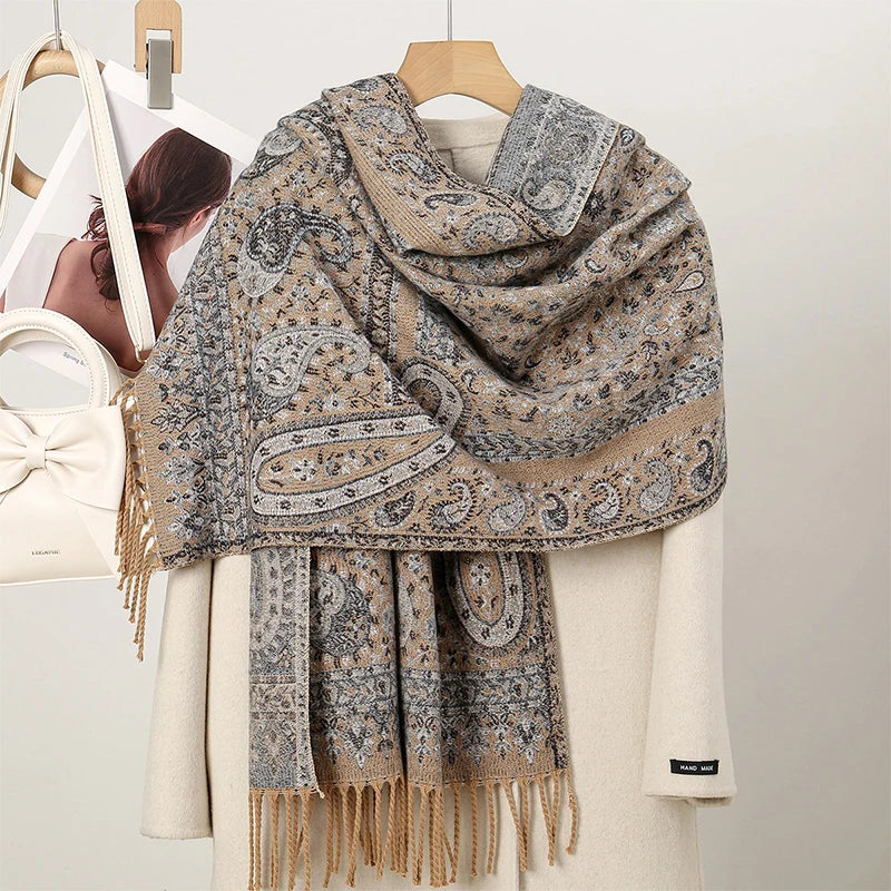 Châle Paisley Ethnique en Tissage Jacquard