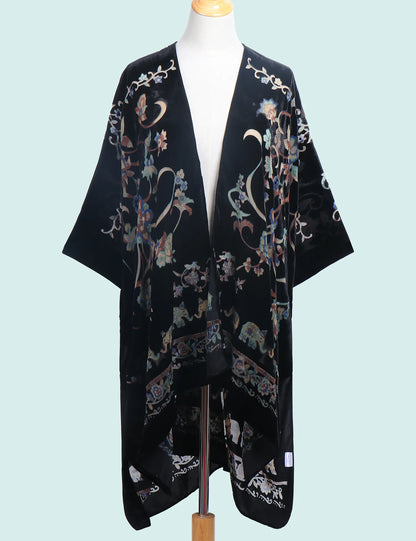 Kimono Long en Tulle Brodé - Élégance Bohème et Légèreté