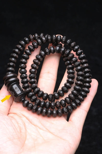 Collier Mala Tibétain 108 perles Ébène Naturel – Méditation Zen Bouddhiste