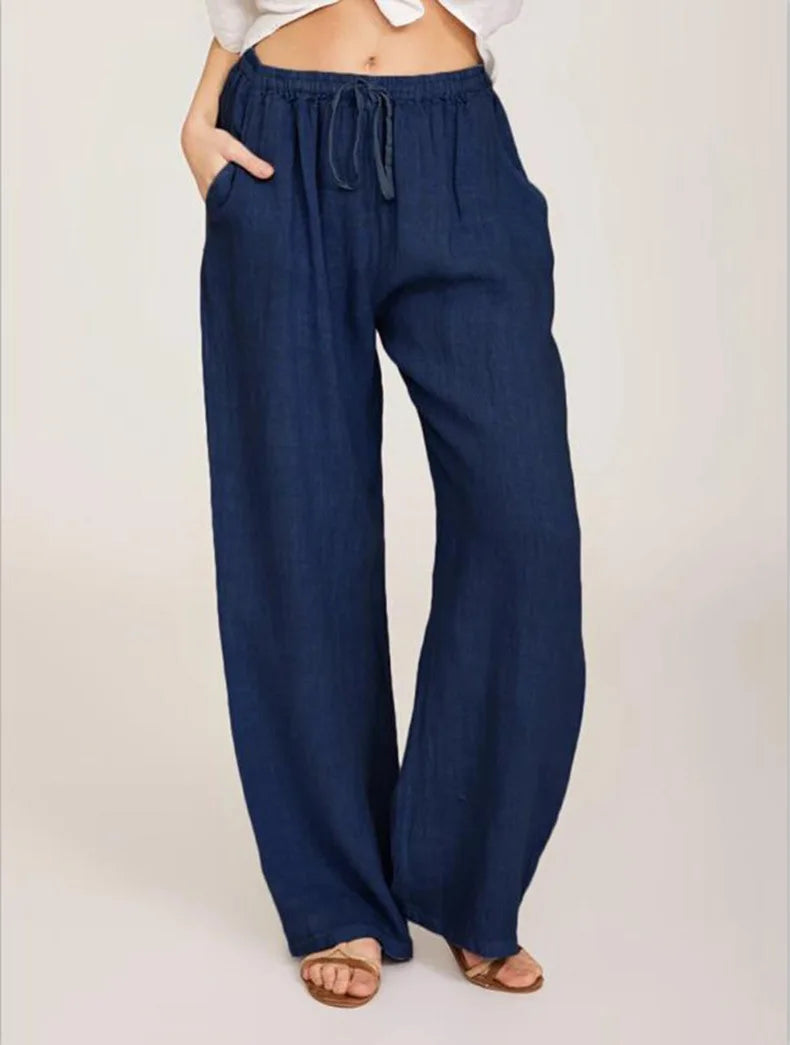 Pantalon Large Femme Coton et Lin – Coupe Fluide