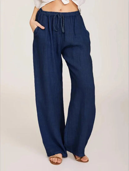 Pantalon Large Femme Coton et Lin – Coupe Fluide