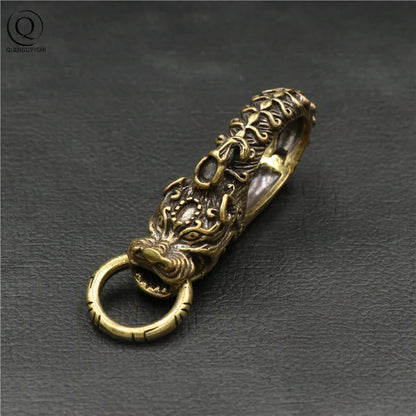 Porte-clés en Cuivre Artisanal Tête de Dragon