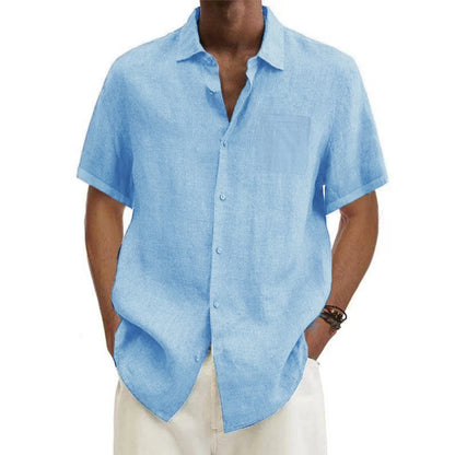 "Daichi" Chemise homme en coton et lin | Manches courtes, coupe droite estivale