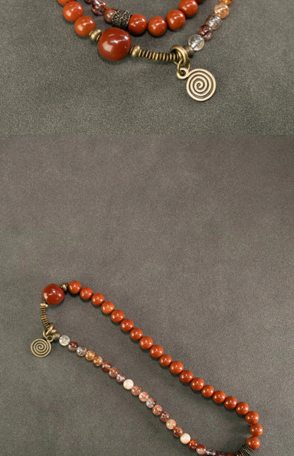 Bracelet Multirang Jade Vert ou Jaspe Rouge et Laiton – Fait Main, Homme et Femme
