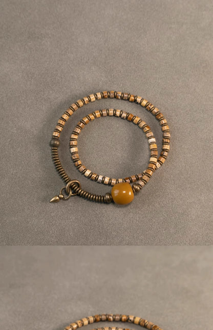 Bracelet Jaspe Paysage ou Jaspe Tacheté Vert ou Bleu – Perles Ethniques Unisexe