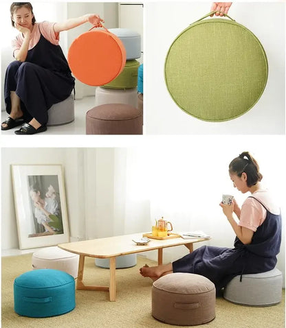 Coussin de Yoga Rond en Lin et PEP | Soutien & Confort Premium