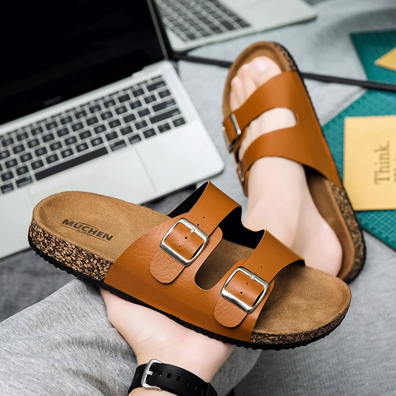 Sandales Mixtes en Cuir & Liège – Collection Sérénité