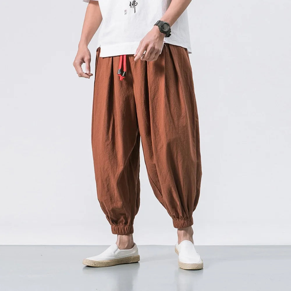 Pantalon Sarouel en Lin et Coton