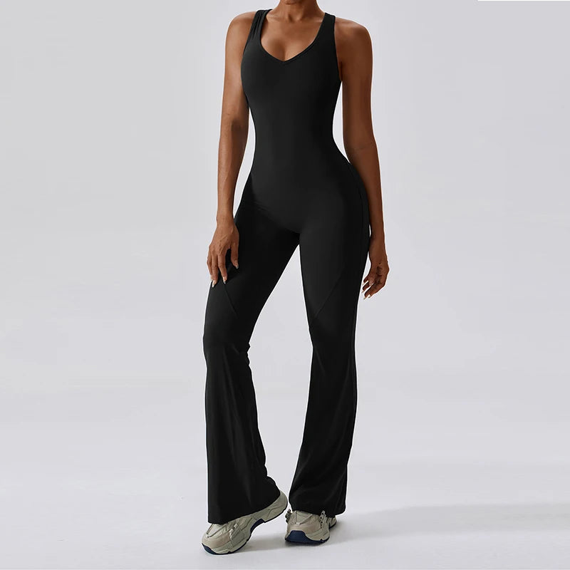 Combinaison de Yoga Femme Dos en V - Tenue de Sport Une Pièce pour Entraînement et Fitness