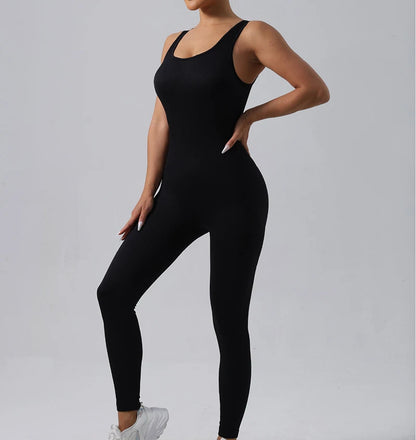 Combinaison de Yoga Femme Sans Coutures - Tenue de Sport Une Pièce Sans Manches pour Fitness et Gym