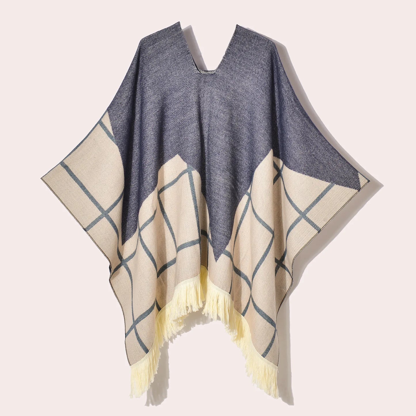 Poncho Ethnique à Franges - Style Bohème & Jacquard