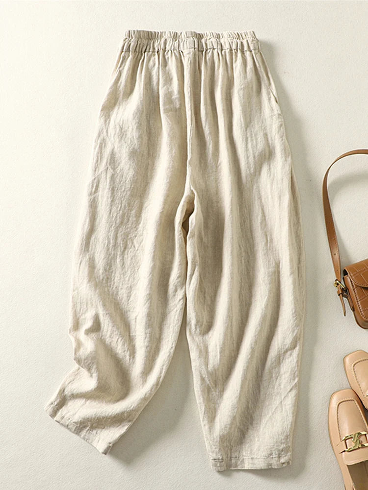 "Tsubaki" Pantalon femme en coton style sarouel | Taille élastiquée, coupe ample vintage