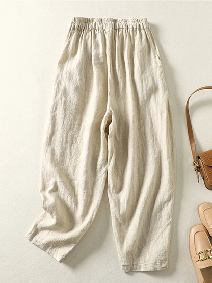 "Tsubaki" Pantalon femme en coton style sarouel | Taille élastiquée, coupe ample vintage