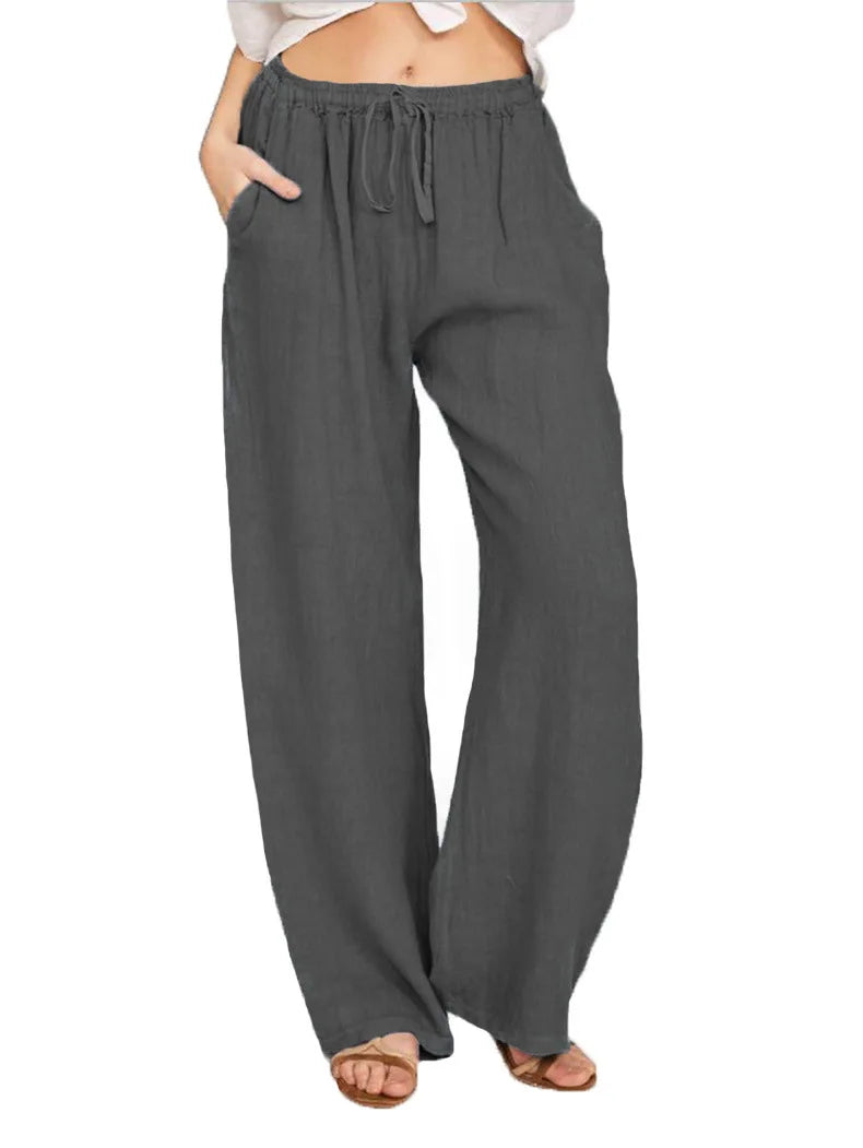 Pantalon Large Femme Coton et Lin – Coupe Fluide
